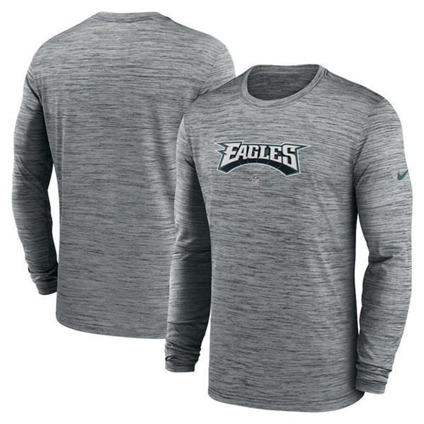 Philadelphia Eagles Gray Sideline Team Velocity Performance Long Sleeve T-Shirt